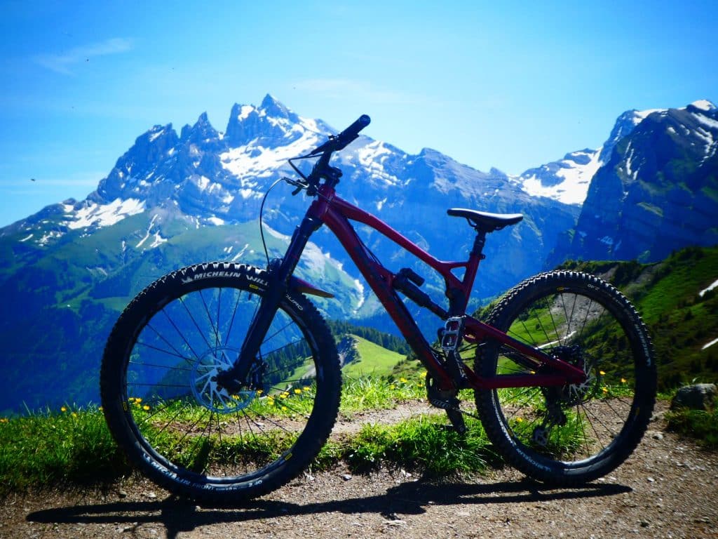 Mountain bike with an alpine view